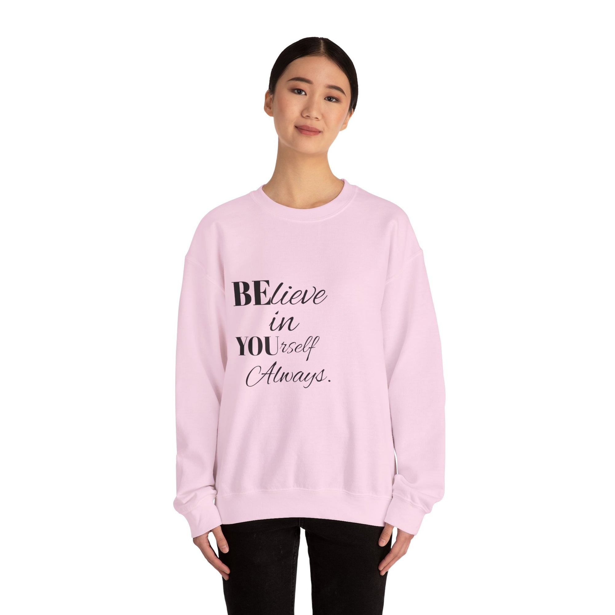 Inspirational Crewneck Sweatshirt - 'Believe in Yourself' - Perfect Gift for Motivational Moments, Cozy Style, Daily Wear, Self-Care