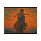 Father and Child Sunset Canvas Print, Heartwarming Wall Art, Family Bond Art, Father's Day Gift, Nursery Decor, Inspirational Home Decor