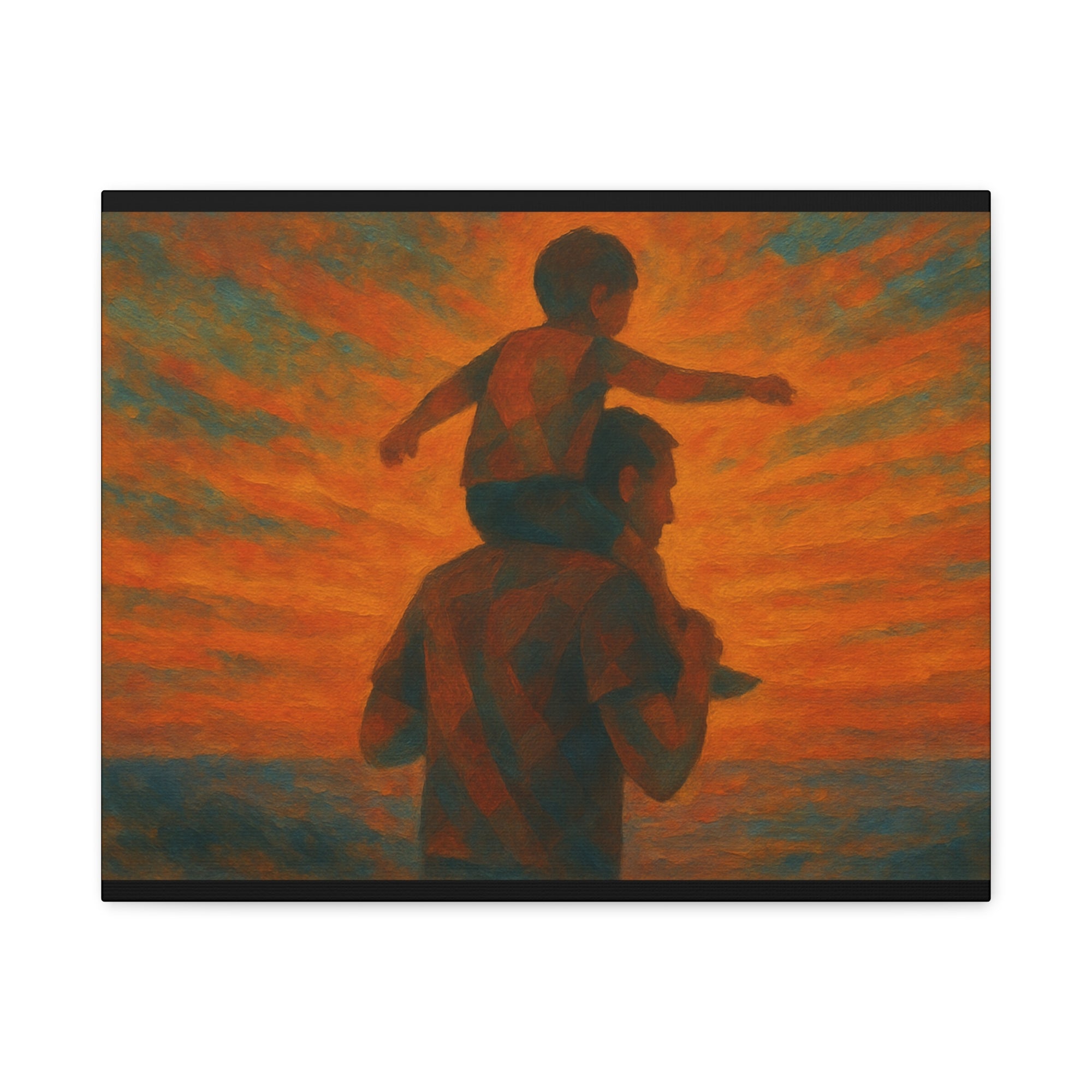 Father and Child Sunset Canvas Print, Heartwarming Wall Art, Family Bond Art, Father's Day Gift, Nursery Decor, Inspirational Home Decor