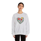 Floral Heart Sweatshirt, Cozy Crewneck, Gift for Her, Layering Essential, Casual Wear, Spring Fashion