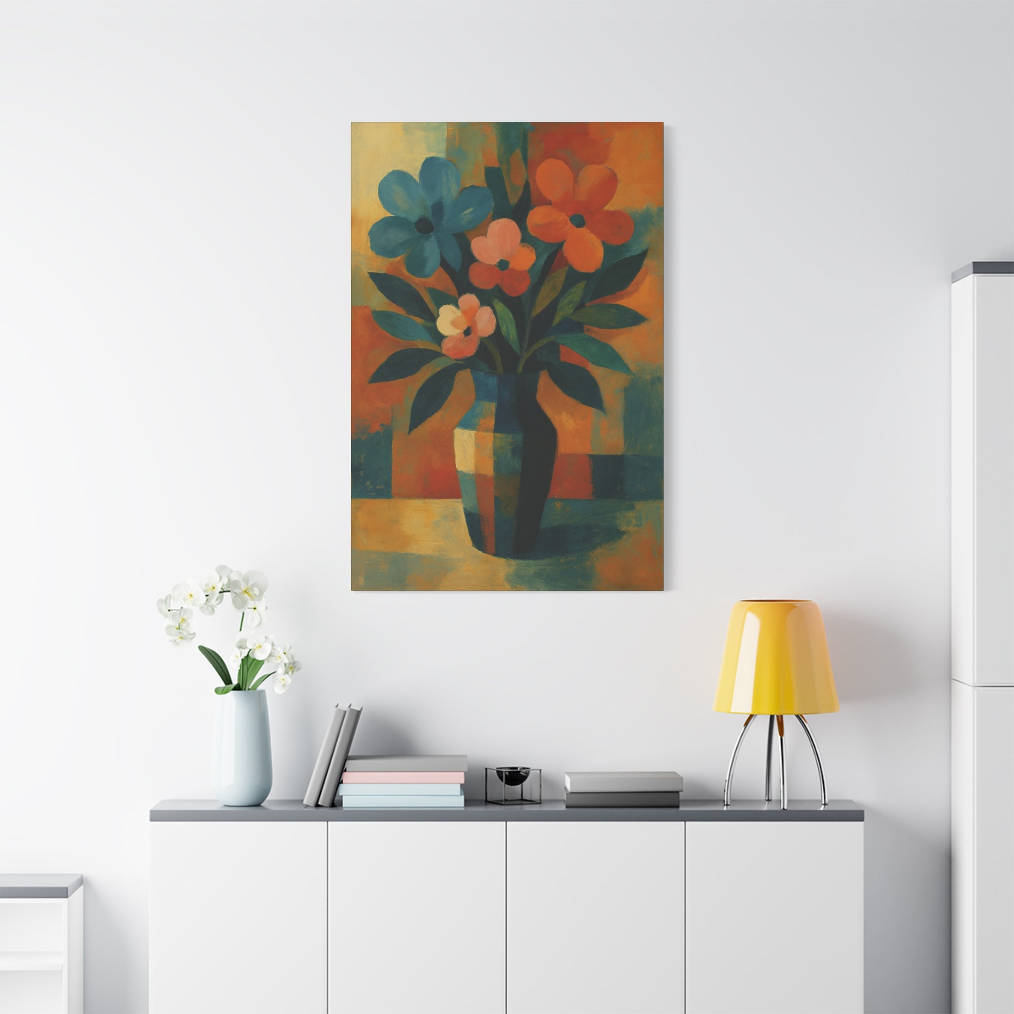 Colorful Floral Wall Art Canvas, Vibrant Home Decor, Flower Painting, Living Room Artwork, Gift for Art Lovers