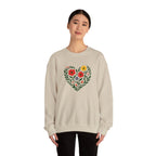 Floral Heart Sweatshirt, Cozy Crewneck, Gift for Her, Layering Essential, Casual Wear, Spring Fashion