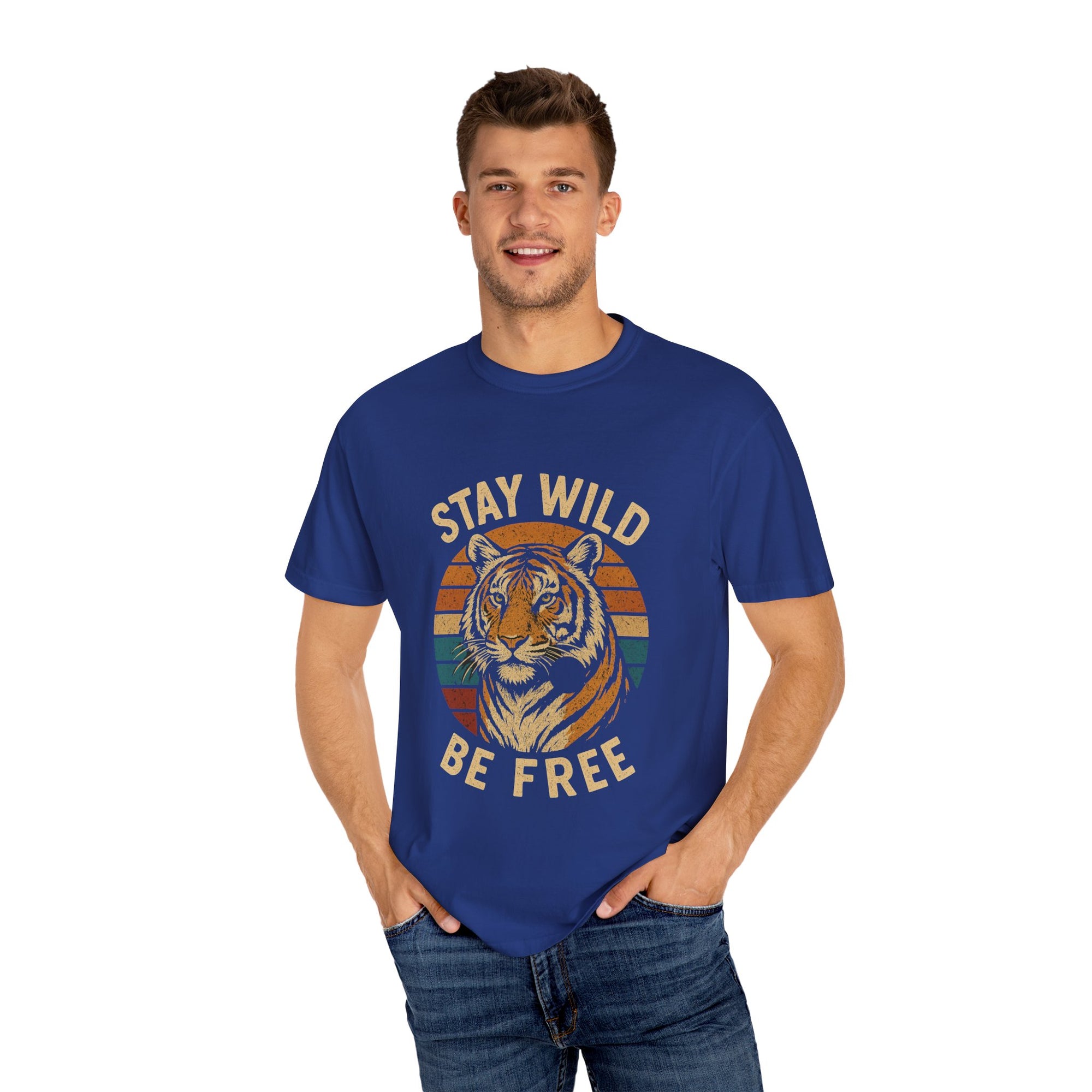 Stay Wild, Be Free Tiger T-Shirt, Unisex Graphic Tee, Nature Lover Gift, Casual Wear, Vintage Style, Eco-Friendly Fashion