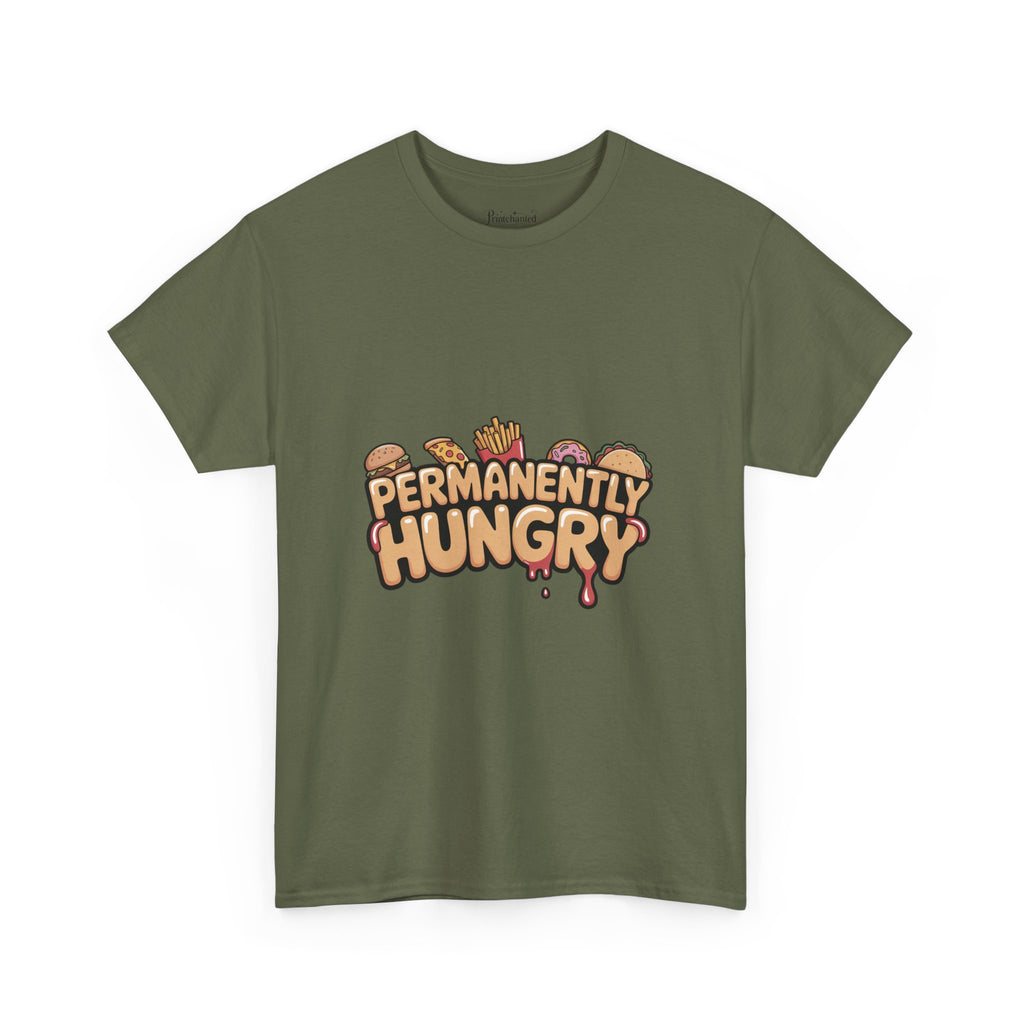 Permanently Hungry Tee, Funny Unisex Cotton T-Shirt, Gift for Food Lovers, Casual Wear, Quirky Humor Apparel