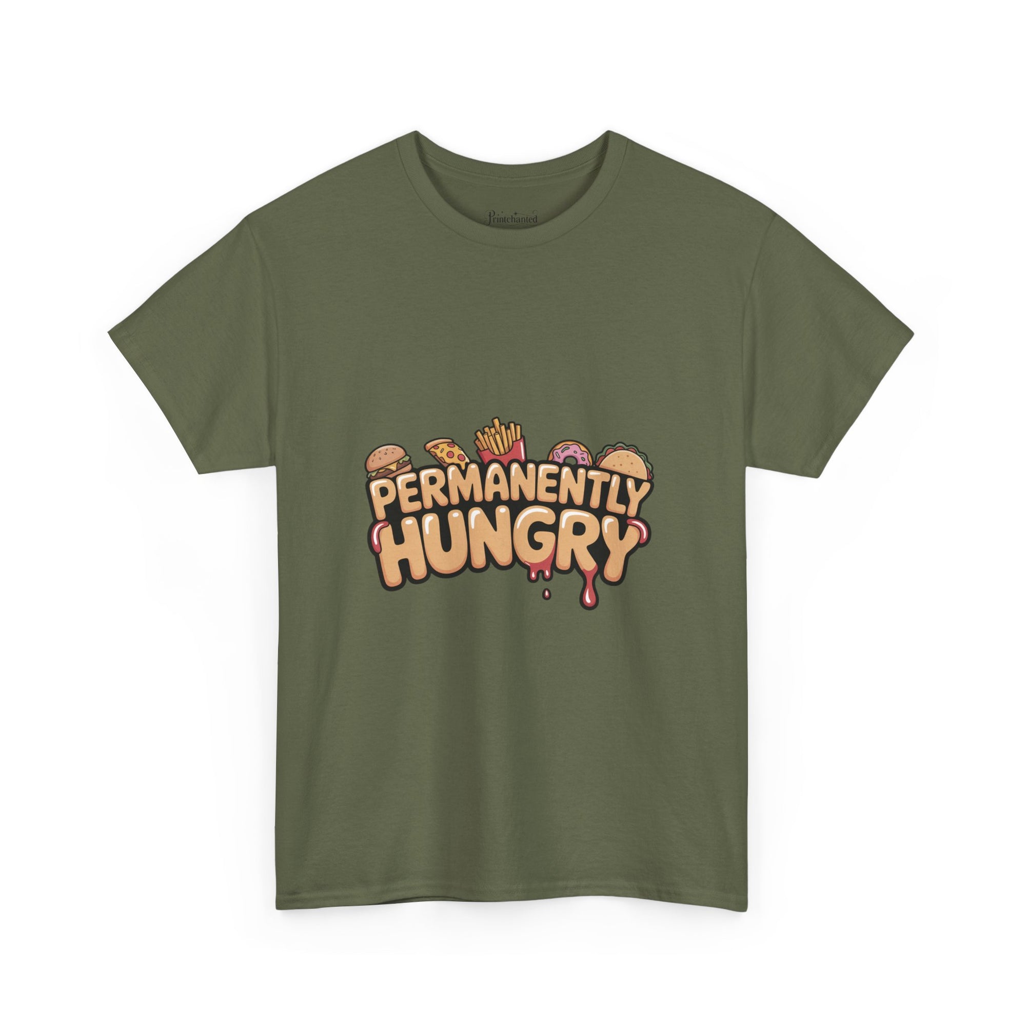 Permanently Hungry Tee, Funny Unisex Cotton T-Shirt, Gift for Food Lovers, Casual Wear, Quirky Humor Apparel
