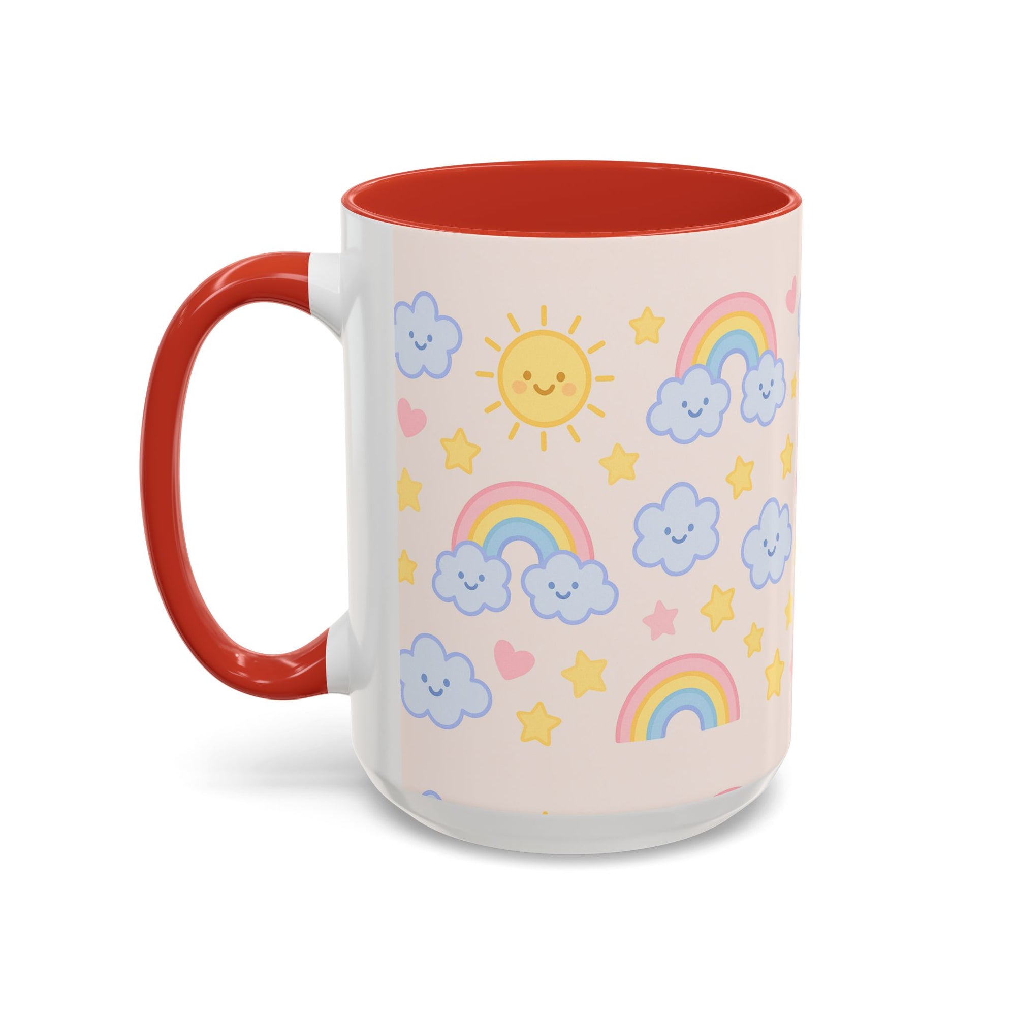 Whimsical Coffee Mug - Rainbow Sunshine Cloud Design, Cute Gift for Kids, Cheerful Home Decor, Perfect for Birthdays, Coffee Lover