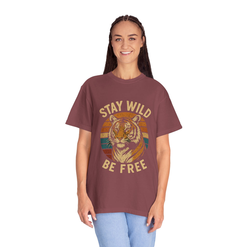 Stay Wild, Be Free Tiger T-Shirt, Unisex Graphic Tee, Nature Lover Gift, Casual Wear, Vintage Style, Eco-Friendly Fashion