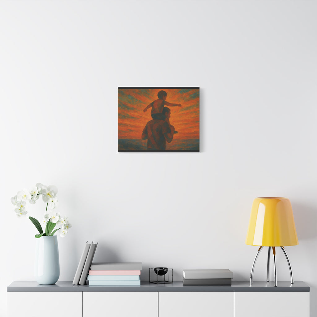 Father and Child Sunset Canvas Print, Heartwarming Wall Art, Family Bond Art, Father's Day Gift, Nursery Decor, Inspirational Home Decor