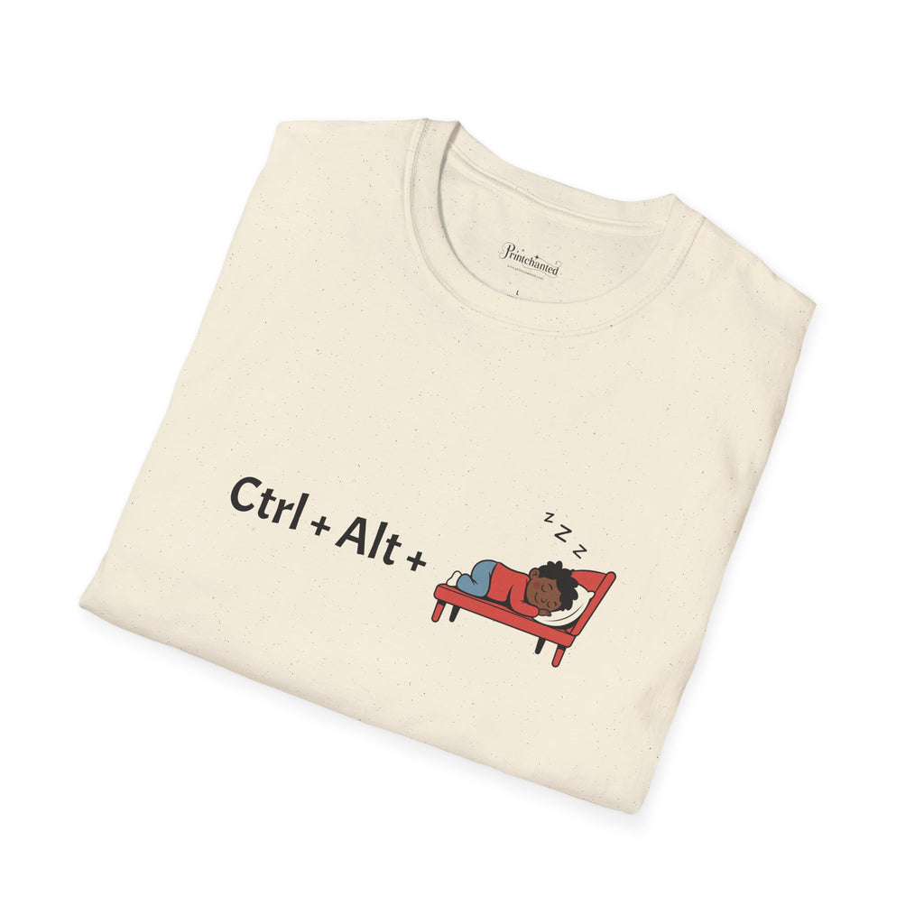 Funny Gaming T-Shirt, Ctrl Alt Sleep Tee, Comfortable Casual Wear, Gift for Gamers, Relaxation Shirt, Humorous Tech Apparel