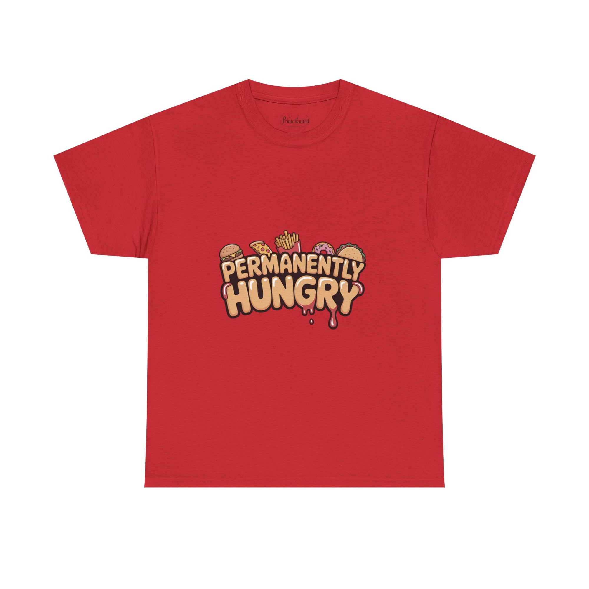 Permanently Hungry Tee, Funny Unisex Cotton T-Shirt, Gift for Food Lovers, Casual Wear, Quirky Humor Apparel