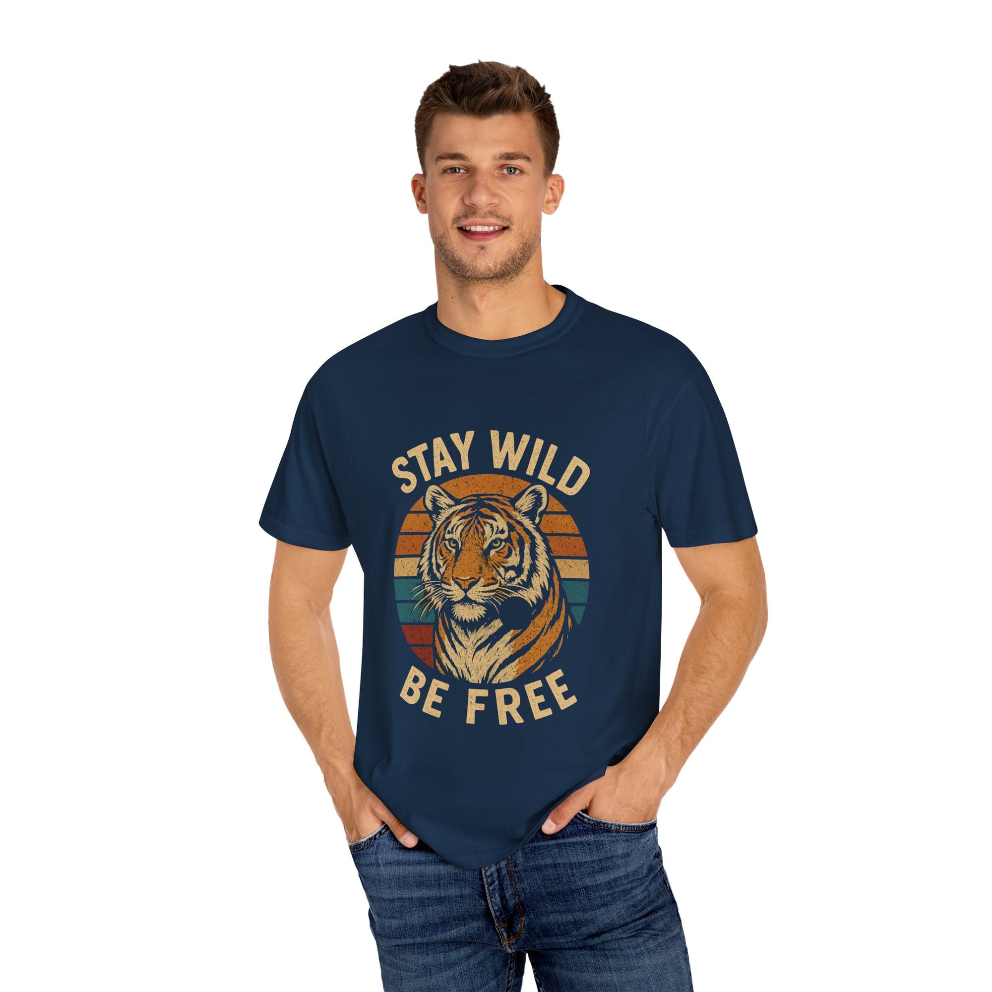 Stay Wild, Be Free Tiger T-Shirt, Unisex Graphic Tee, Nature Lover Gift, Casual Wear, Vintage Style, Eco-Friendly Fashion