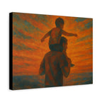 Father and Child Sunset Canvas Print, Heartwarming Wall Art, Family Bond Art, Father's Day Gift, Nursery Decor, Inspirational Home Decor