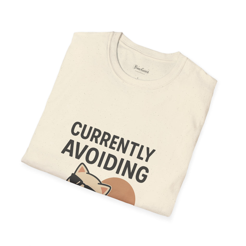 Currently Avoiding Responsibilities Funny Cat Graphic T-Shirt – Cute Lazy Kitty Tee for Pet Lovers, Humor Gift for Men and Women, Unisex Softstyle T-Shirt, Funny Tee, Gift for Cat Owners, Birthday Gift, Pet Humor Shirt