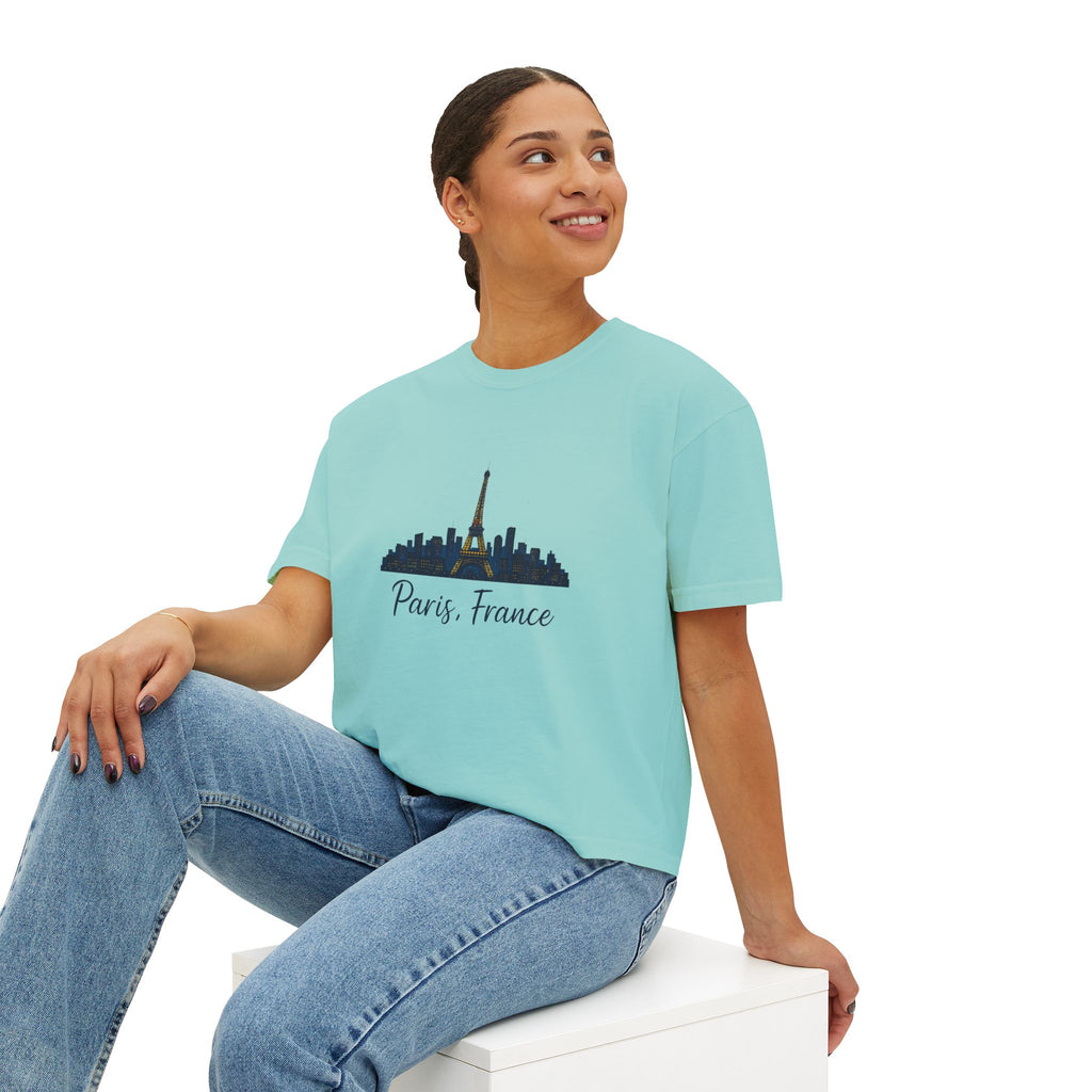 Paris Skyline Women's Boxy Tee | Cute Paris Shirt, Travel Tee, Gift for Paris Lovers, Adventure T-Shirt, Vacation Style