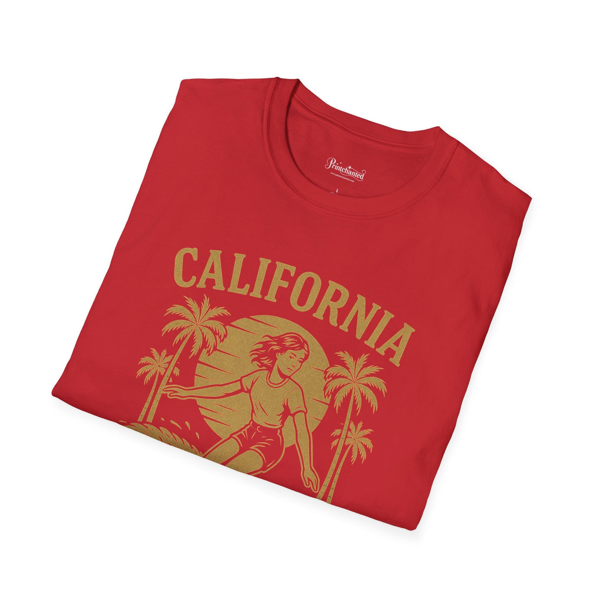 California Surf Unisex Softstyle T-Shirt | Vintage Beach Tee, Summer Apparel, Surfing Gift, Casual Wear, Tropical Vibes