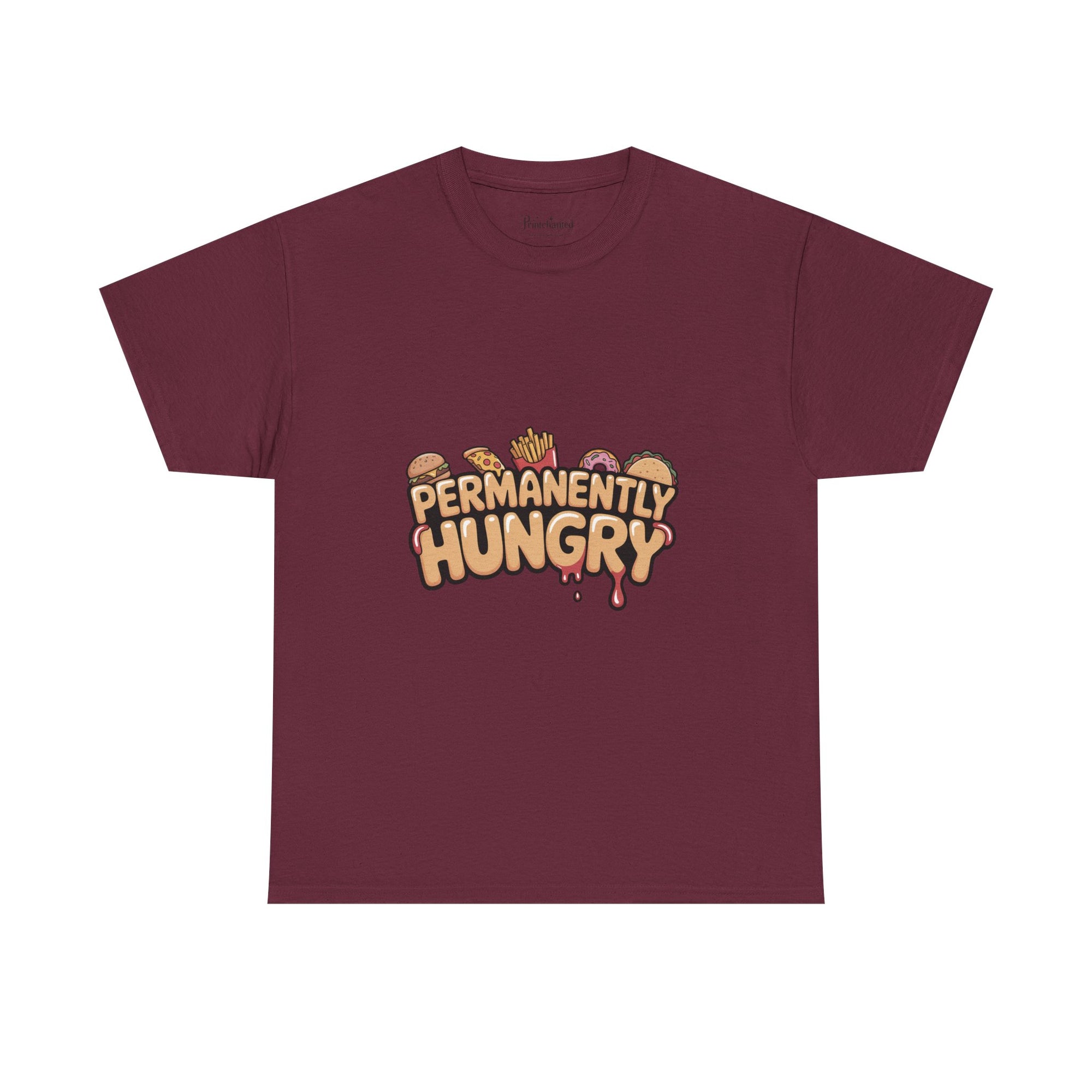 Permanently Hungry Tee, Funny Unisex Cotton T-Shirt, Gift for Food Lovers, Casual Wear, Quirky Humor Apparel