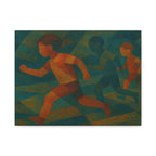 Dynamic Kids Running Canvas Art, Motivational Wall Decor, Playroom Decoration, Youthful Energy Artwork, Fun Gift for Kids' Room