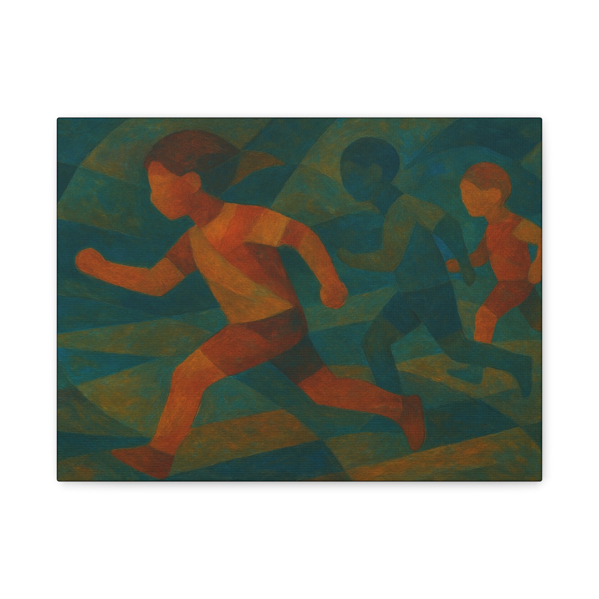 Dynamic Kids Running Canvas Art, Motivational Wall Decor, Playroom Decoration, Youthful Energy Artwork, Fun Gift for Kids' Room