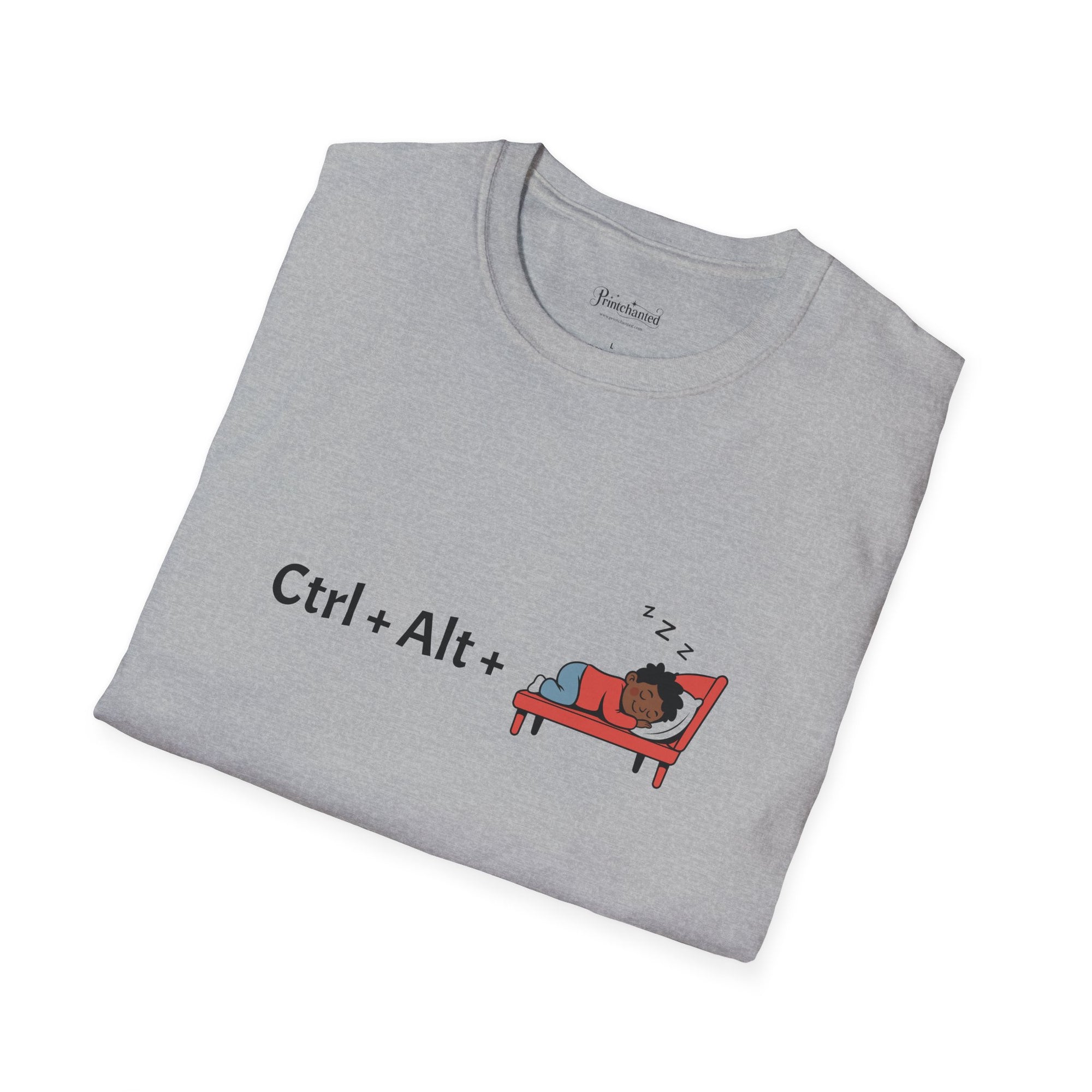 Funny Gaming T-Shirt, Ctrl Alt Sleep Tee, Comfortable Casual Wear, Gift for Gamers, Relaxation Shirt, Humorous Tech Apparel