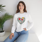Floral Heart Sweatshirt, Cozy Crewneck, Gift for Her, Layering Essential, Casual Wear, Spring Fashion
