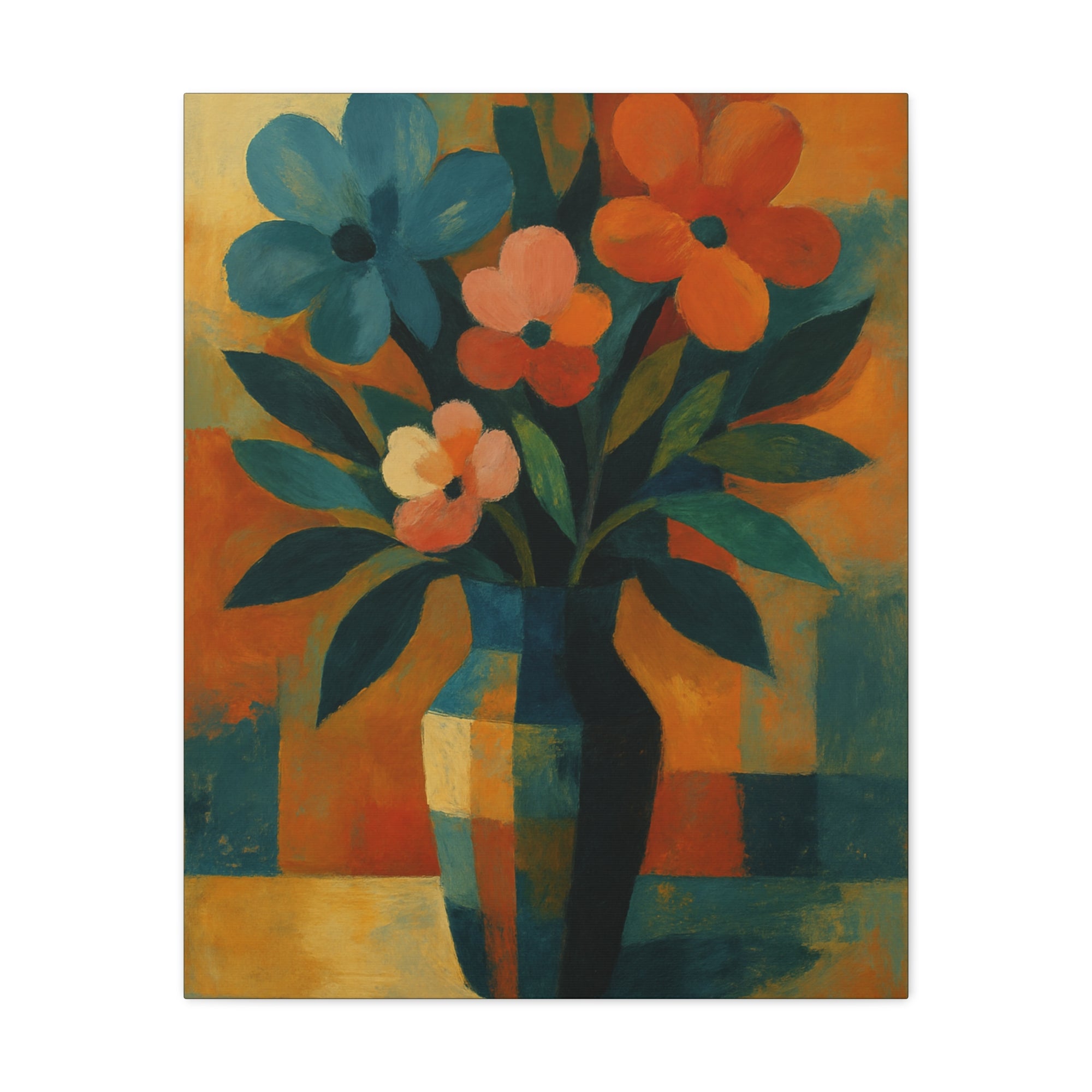 Colorful Floral Wall Art Canvas, Vibrant Home Decor, Flower Painting, Living Room Artwork, Gift for Art Lovers