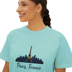 Paris Skyline Women's Boxy Tee | Cute Paris Shirt, Travel Tee, Gift for Paris Lovers, Adventure T-Shirt, Vacation Style
