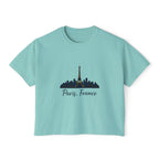 Paris Skyline Women's Boxy Tee | Cute Paris Shirt, Travel Tee, Gift for Paris Lovers, Adventure T-Shirt, Vacation Style