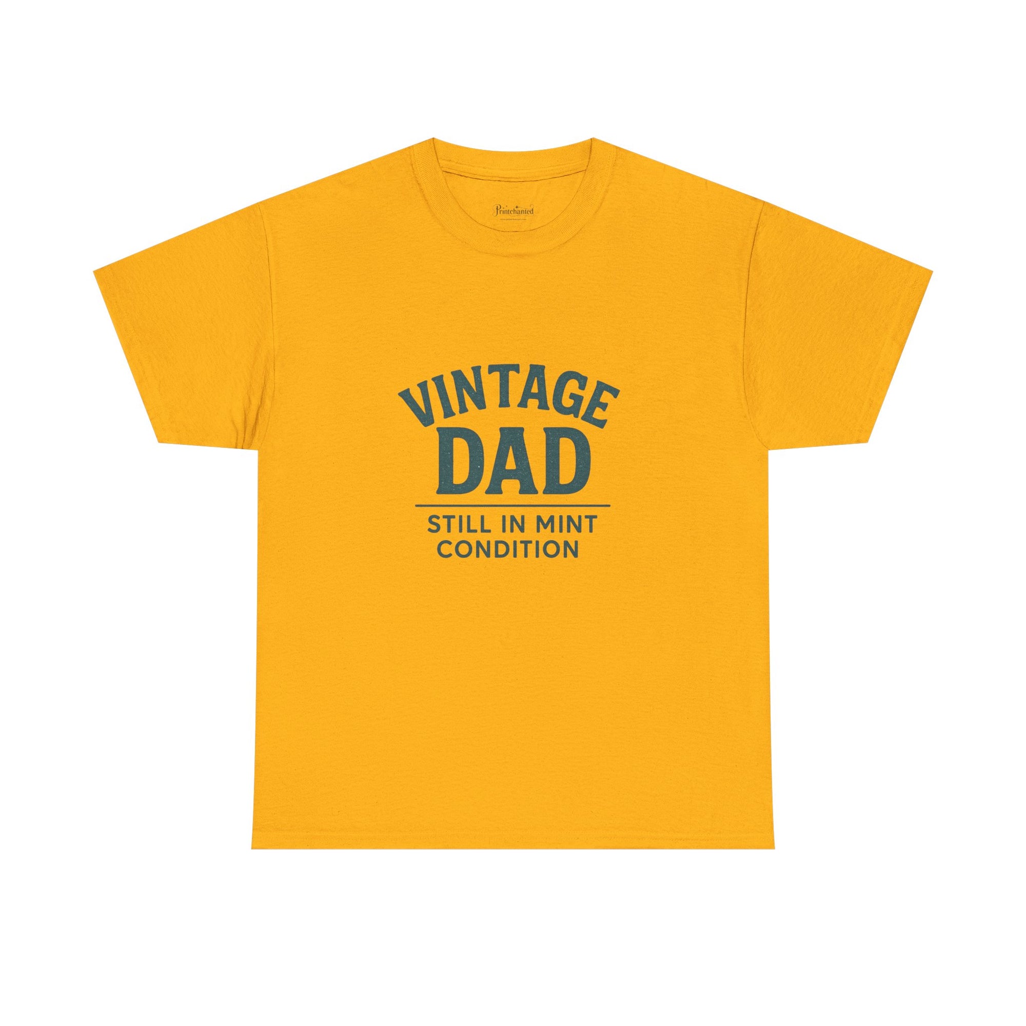 “Vintage Dad Still in Mint Condition – Funny Father’s Day Graphic Unisex Heavy Cotton T-Shirt, Retro Dad Gift Tee for Birthday, Father’s Day and other Holidays