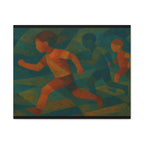 Dynamic Kids Running Canvas Art, Motivational Wall Decor, Playroom Decoration, Youthful Energy Artwork, Fun Gift for Kids' Room