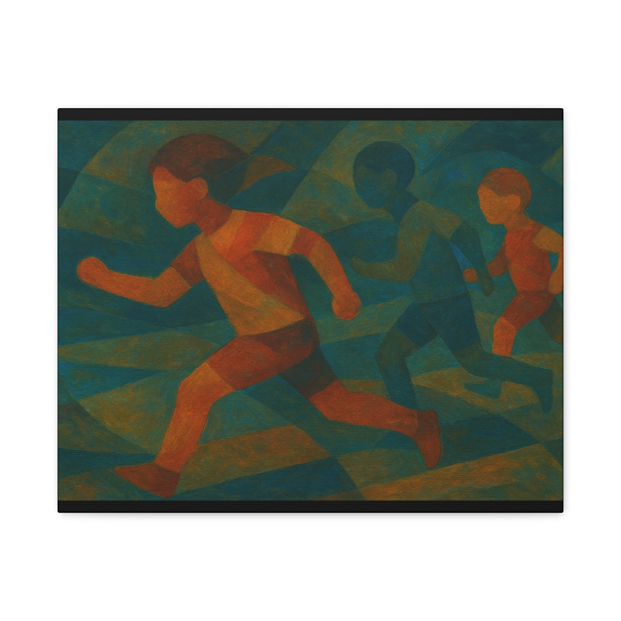 Dynamic Kids Running Canvas Art, Motivational Wall Decor, Playroom Decoration, Youthful Energy Artwork, Fun Gift for Kids' Room