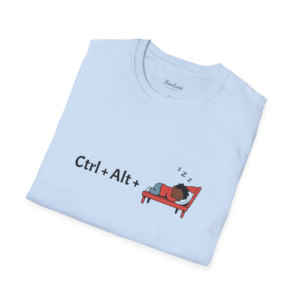 Funny Gaming T-Shirt, Ctrl Alt Sleep Tee, Comfortable Casual Wear, Gift for Gamers, Relaxation Shirt, Humorous Tech Apparel
