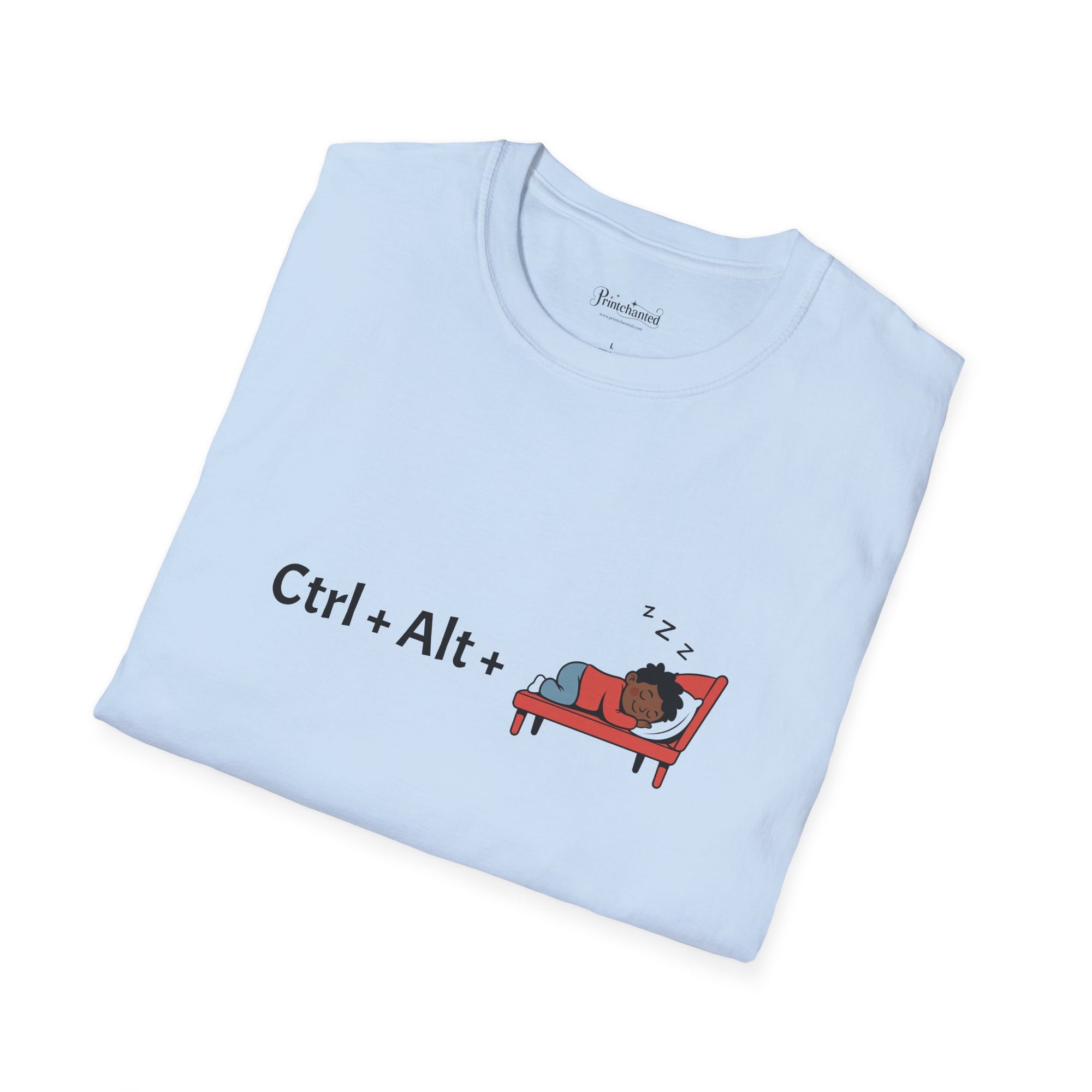 Funny Gaming T-Shirt, Ctrl Alt Sleep Tee, Comfortable Casual Wear, Gift for Gamers, Relaxation Shirt, Humorous Tech Apparel