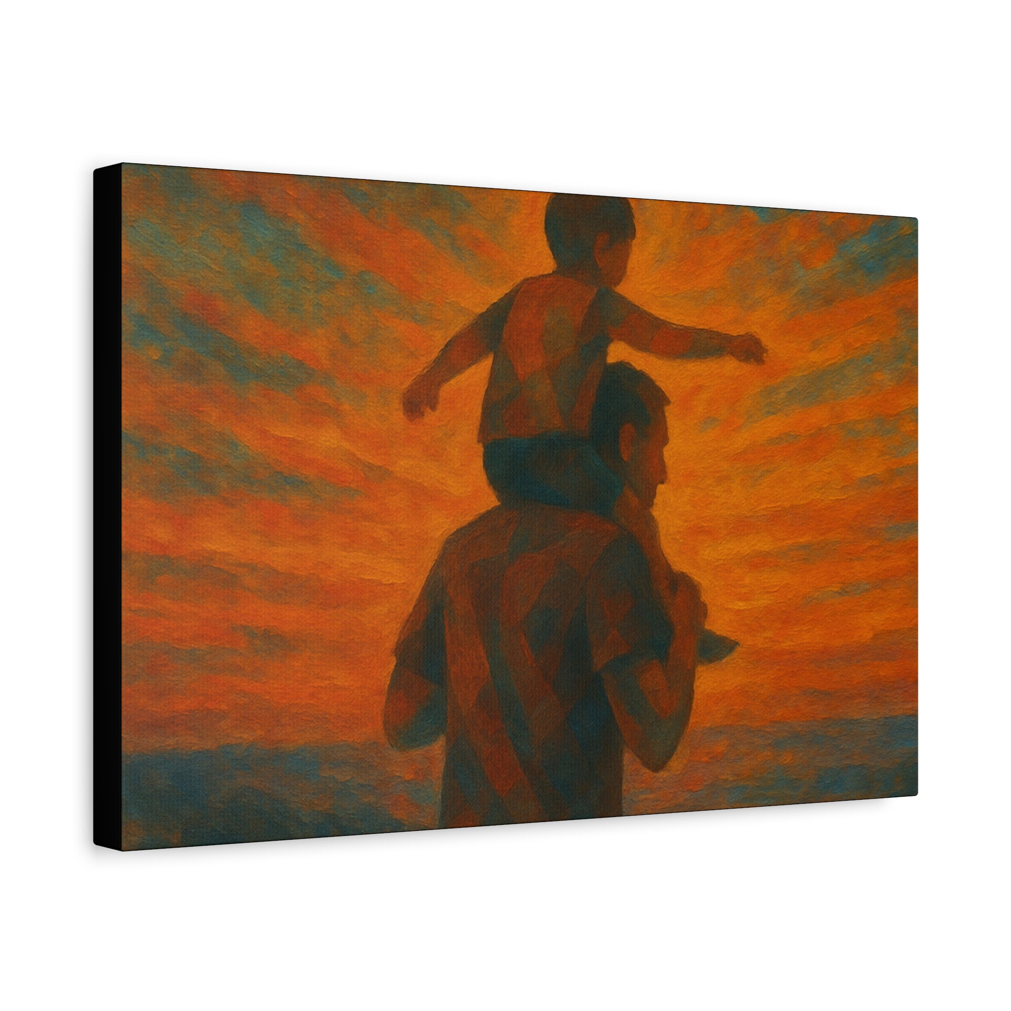 Father and Child Sunset Canvas Print, Heartwarming Wall Art, Family Bond Art, Father's Day Gift, Nursery Decor, Inspirational Home Decor
