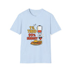 Funny Foodie T-Shirt, 1% Tired 99% Hungry Tee, Unisex Softstyle Shirt, Snack Lover Gift, Casual Wear, Food Humor Apparel