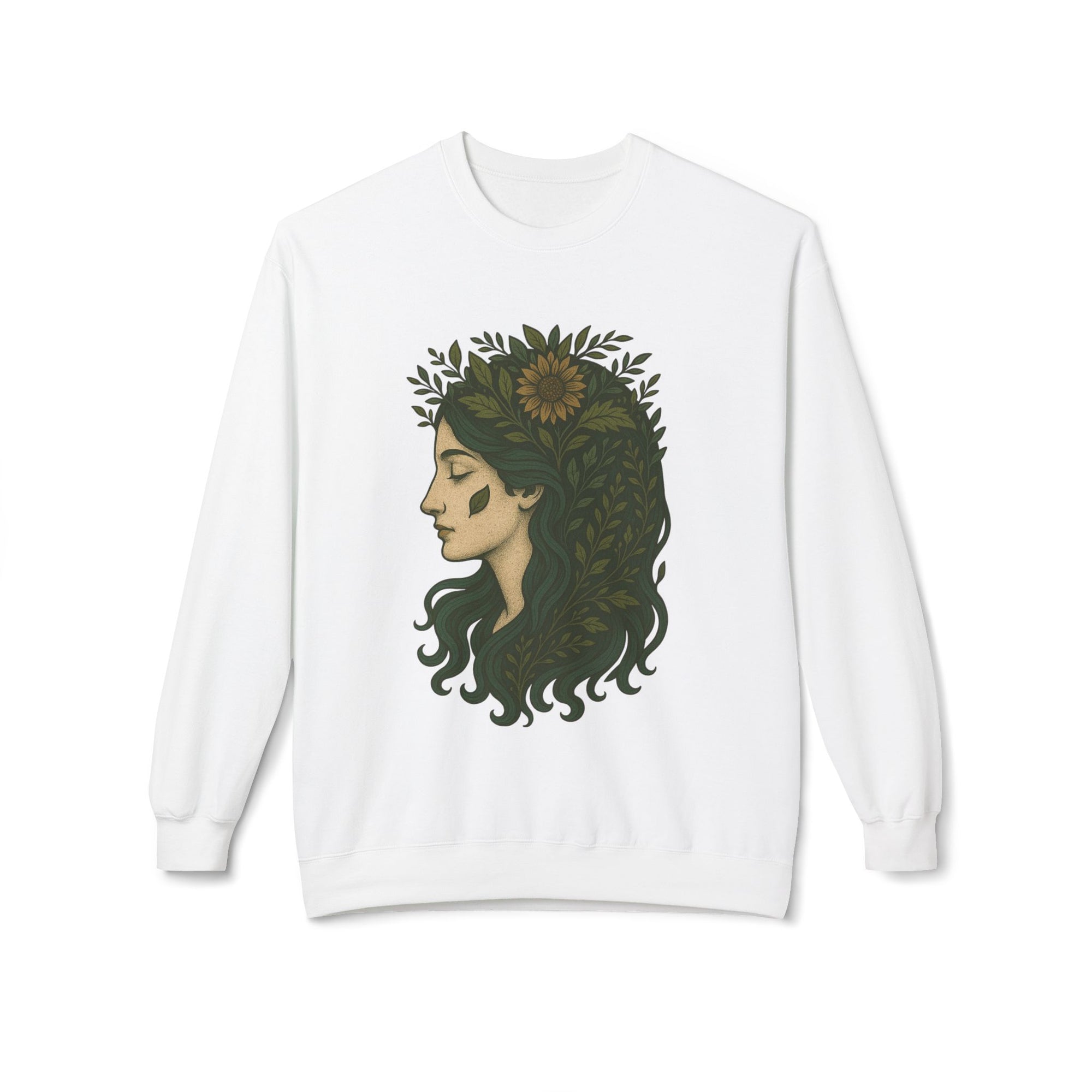 Bohemian Sunflower Fleece Crewneck Sweatshirt, Cozy Sweatshirt, Gift for Her, Artistic Crewneck, Fall Fashion, Nature Lover's Wear