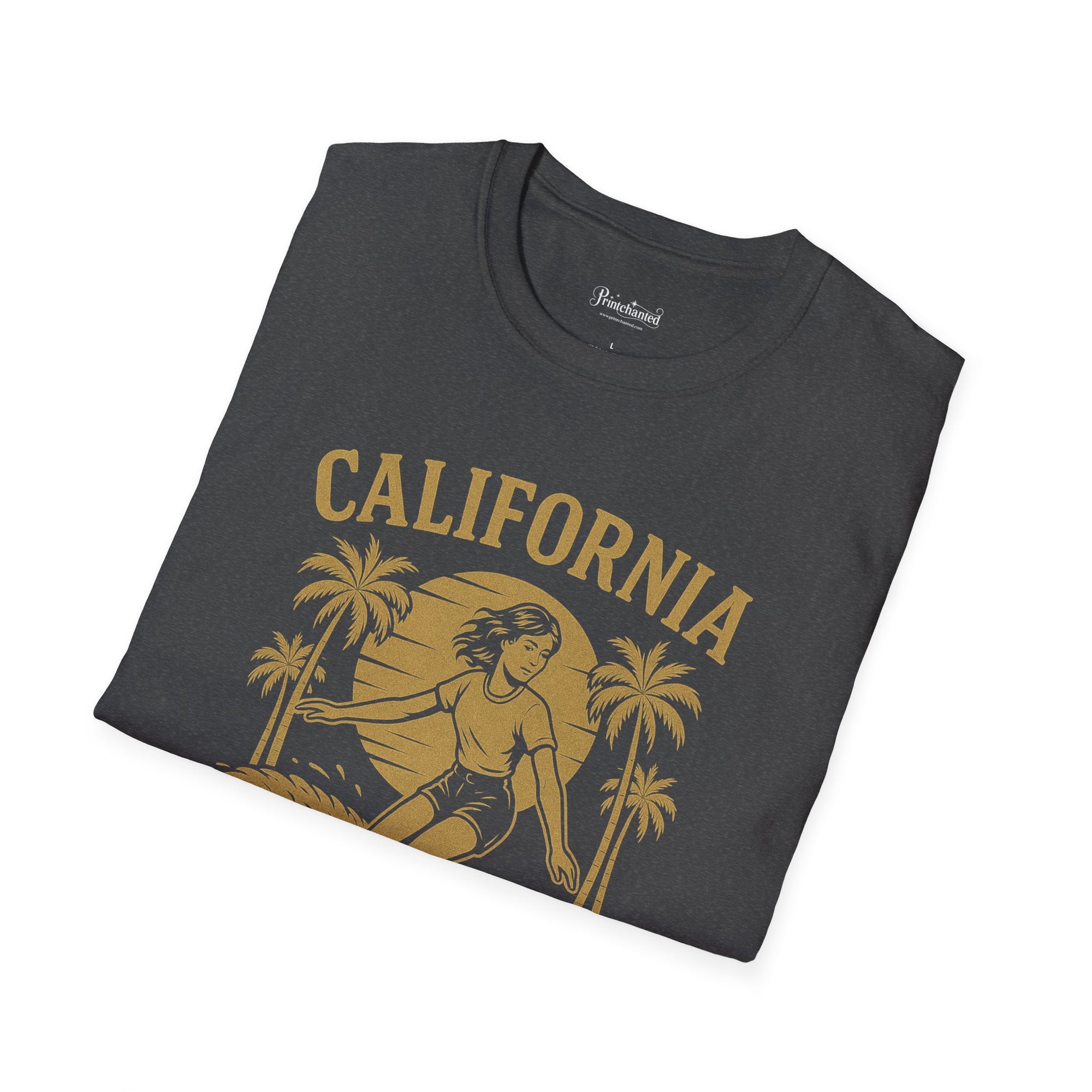California Surf Unisex Softstyle T-Shirt | Vintage Beach Tee, Summer Apparel, Surfing Gift, Casual Wear, Tropical Vibes