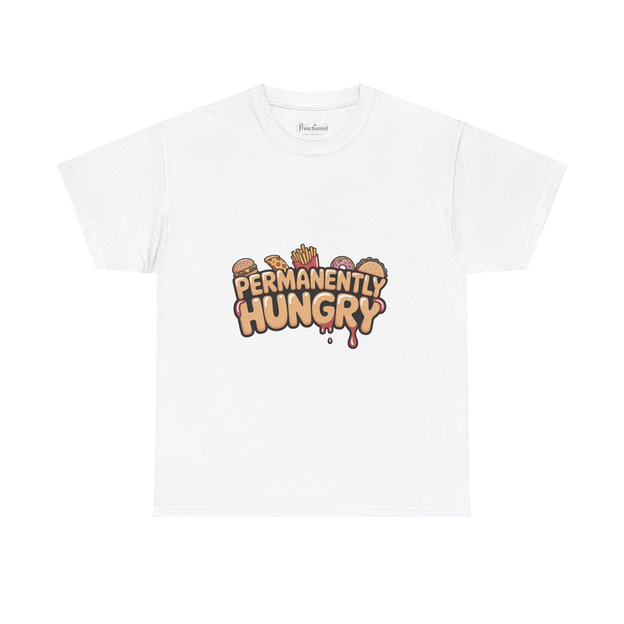 Permanently Hungry Tee, Funny Unisex Cotton T-Shirt, Gift for Food Lovers, Casual Wear, Quirky Humor Apparel