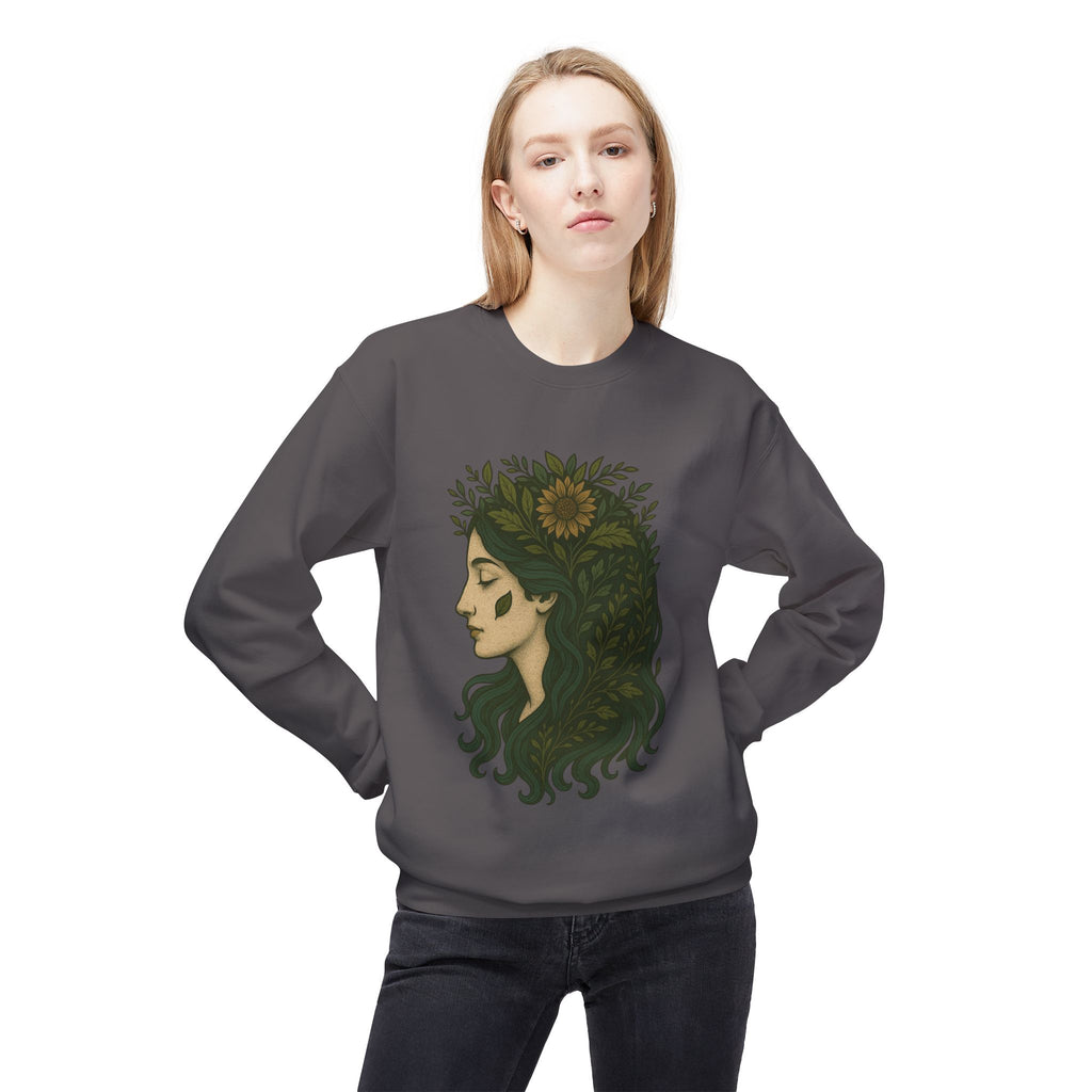 Bohemian Sunflower Fleece Crewneck Sweatshirt, Cozy Sweatshirt, Gift for Her, Artistic Crewneck, Fall Fashion, Nature Lover's Wear