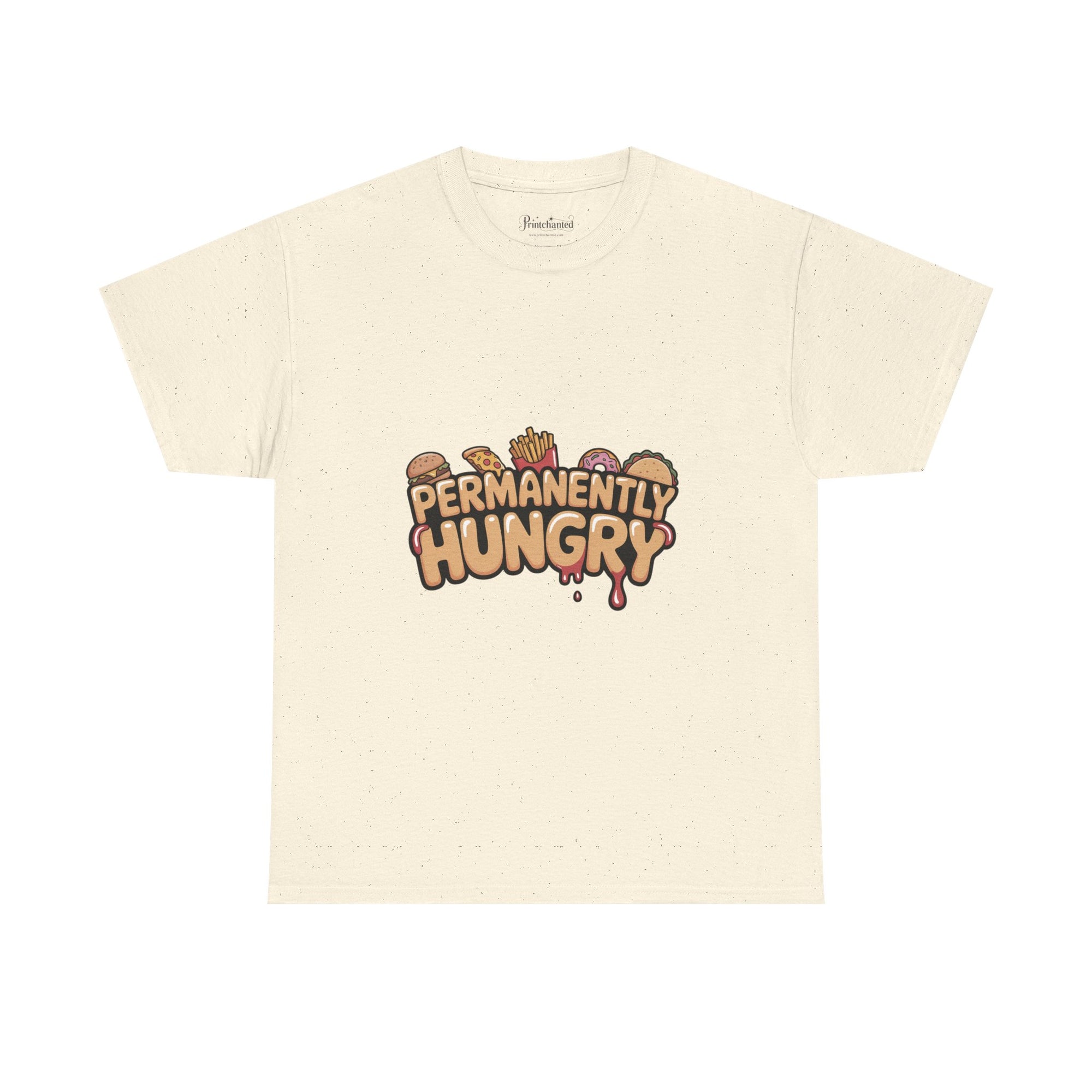 Permanently Hungry Tee, Funny Unisex Cotton T-Shirt, Gift for Food Lovers, Casual Wear, Quirky Humor Apparel