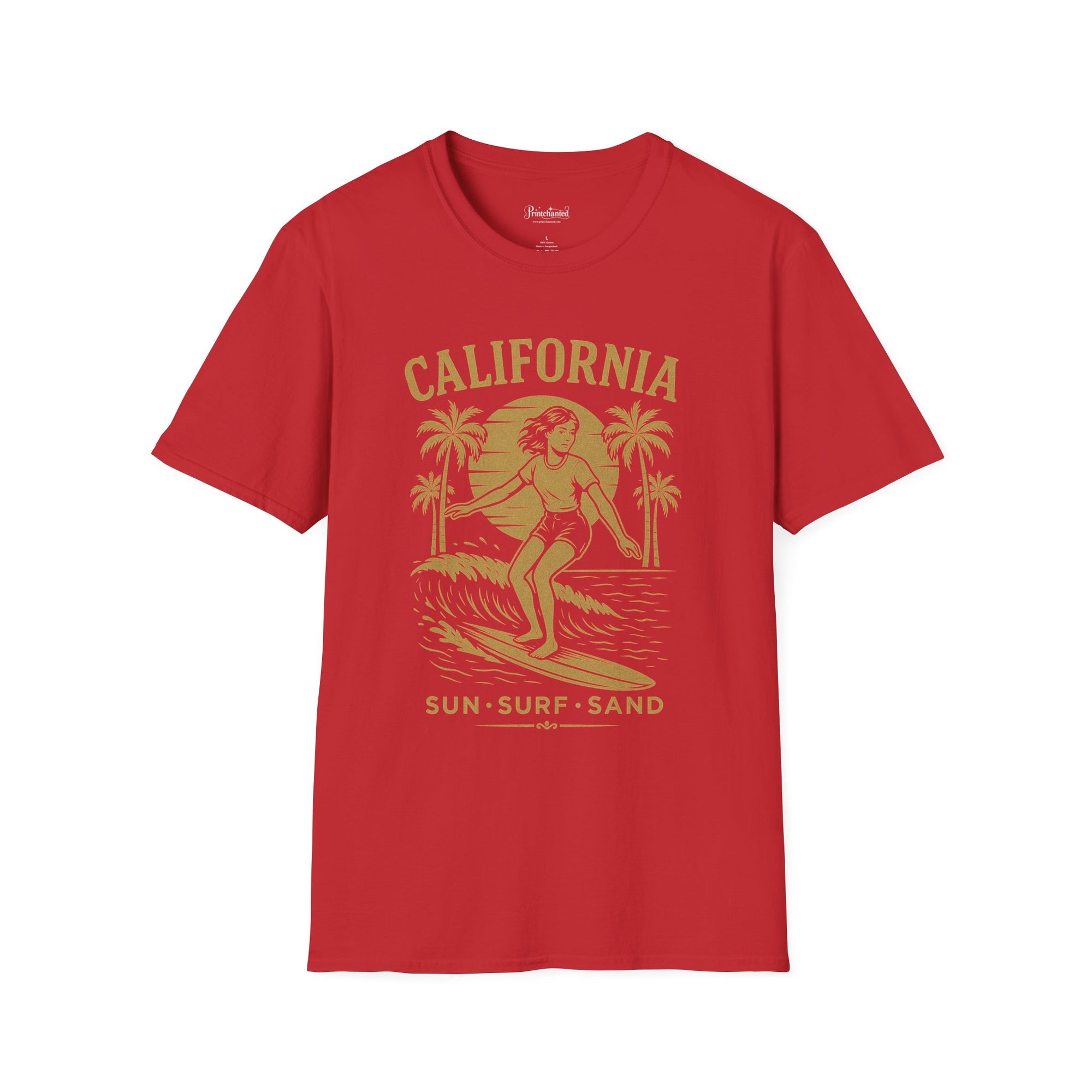 California Surf Unisex Softstyle T-Shirt | Vintage Beach Tee, Summer Apparel, Surfing Gift, Casual Wear, Tropical Vibes