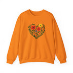 Floral Heart Sweatshirt, Cozy Crewneck, Gift for Her, Layering Essential, Casual Wear, Spring Fashion
