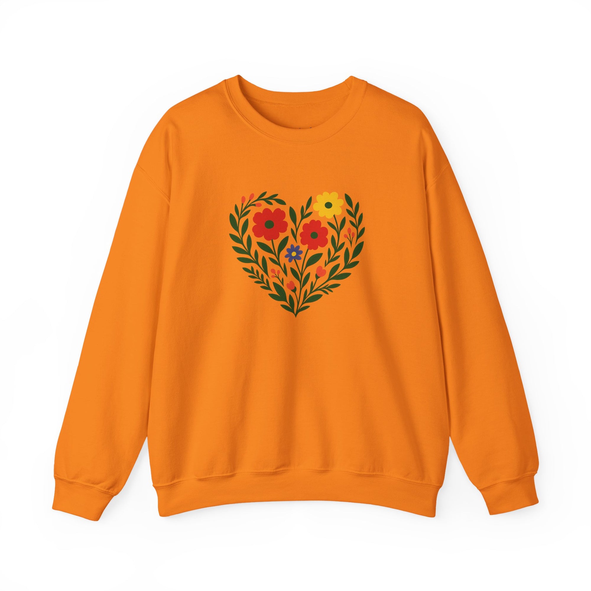 Floral Heart Sweatshirt, Cozy Crewneck, Gift for Her, Layering Essential, Casual Wear, Spring Fashion
