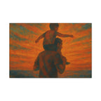 Father and Child Sunset Canvas Print, Heartwarming Wall Art, Family Bond Art, Father's Day Gift, Nursery Decor, Inspirational Home Decor