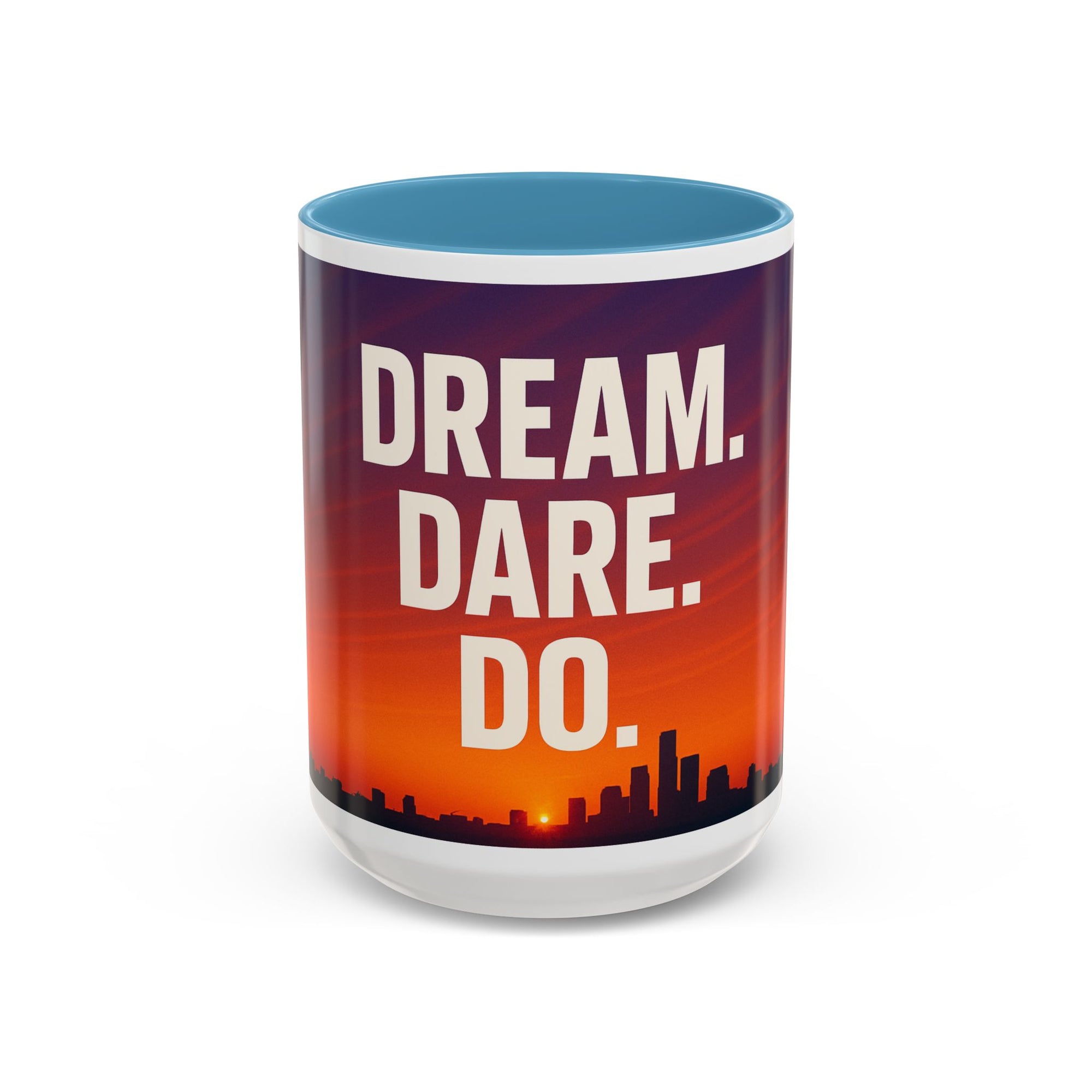Inspiring Accent Coffee Mug - Dream, Dare, Do, Motivational Gift, Inspirational Drinkware, Sunset Design, Home Office Decor