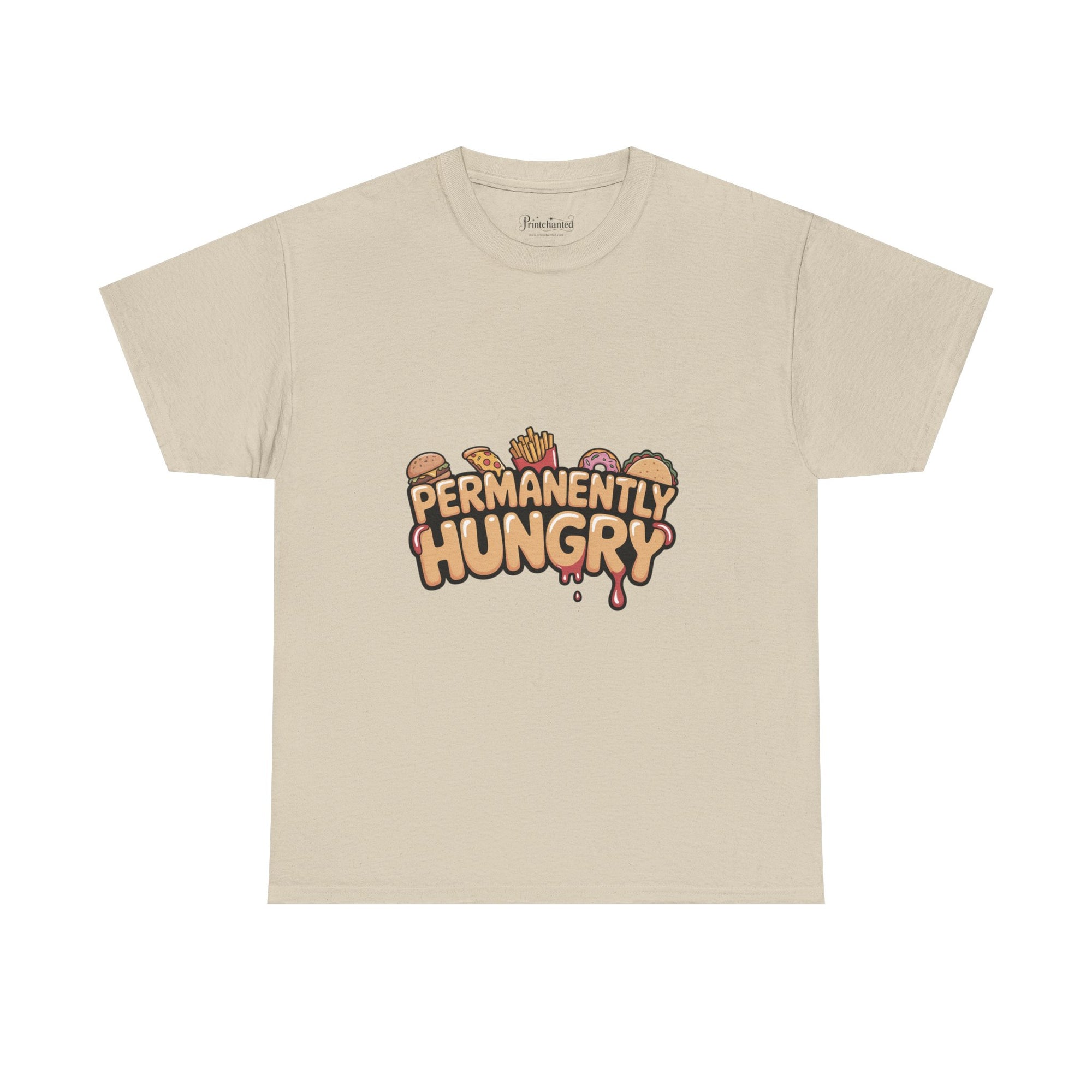 Permanently Hungry Tee, Funny Unisex Cotton T-Shirt, Gift for Food Lovers, Casual Wear, Quirky Humor Apparel