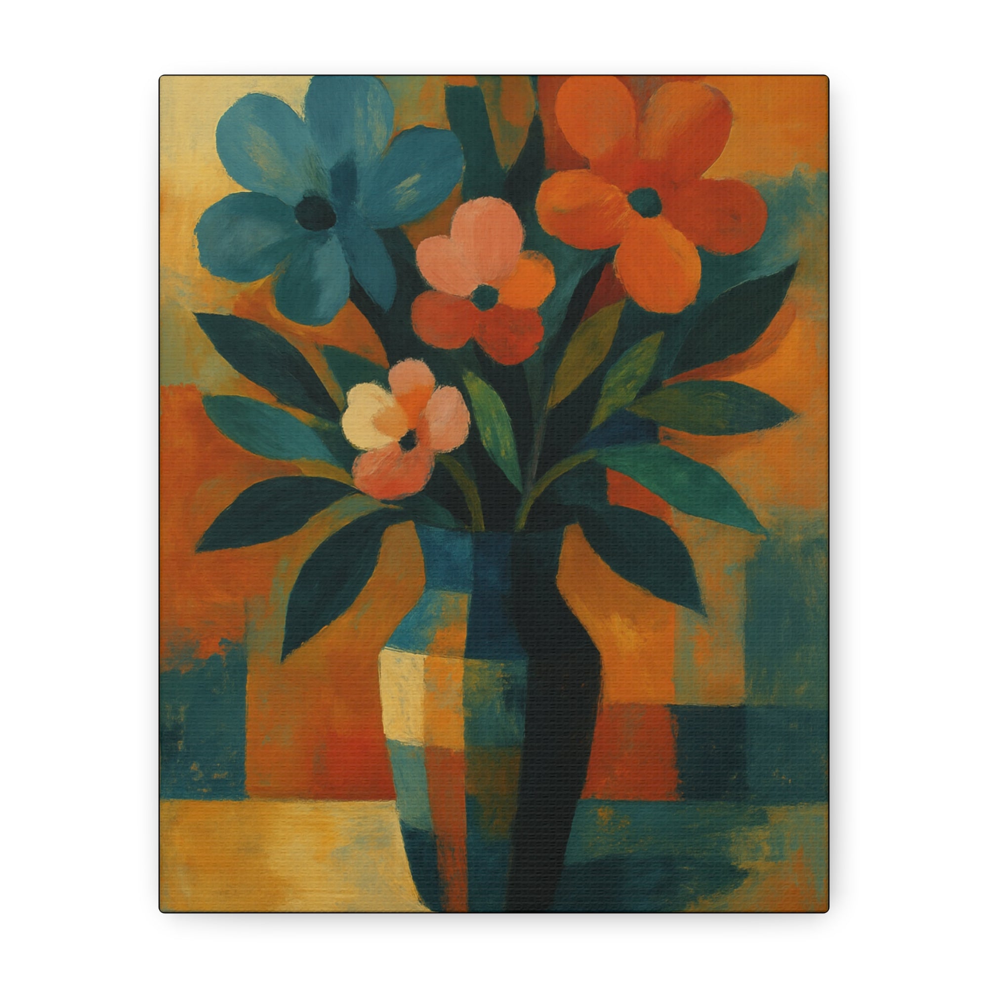 Colorful Floral Wall Art Canvas, Vibrant Home Decor, Flower Painting, Living Room Artwork, Gift for Art Lovers